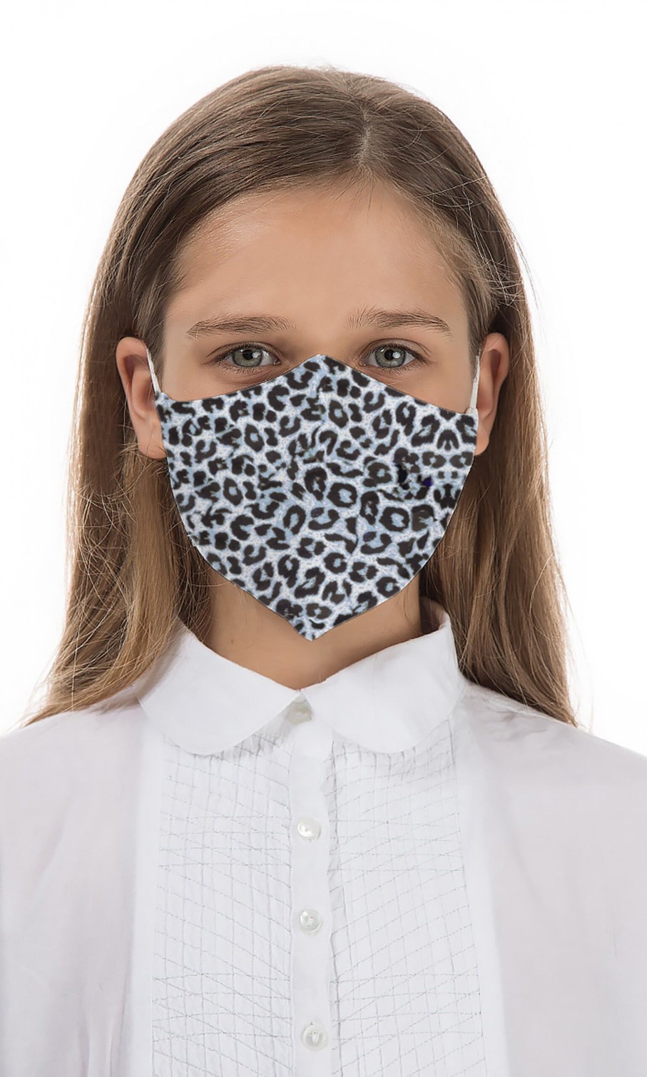 Fashion Plümo | Organic Linen Kids Mask - Blue Leopard