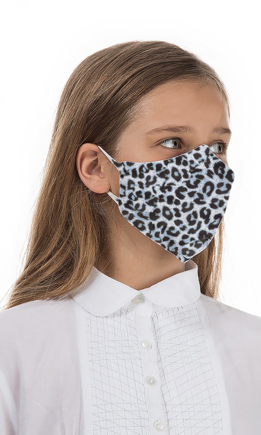 Fashion Plümo | Organic Linen Kids Mask - Blue Leopard