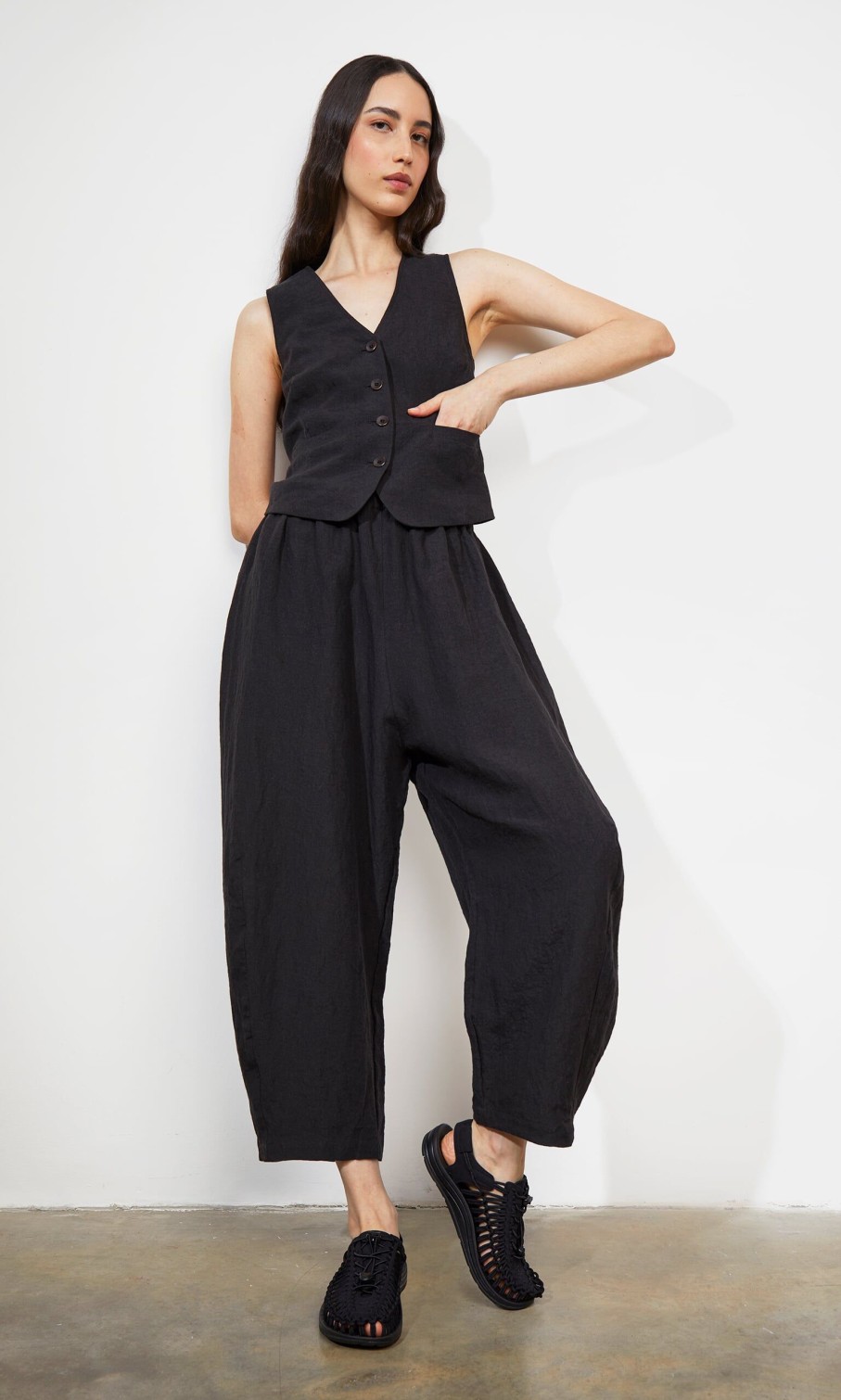 Fashion Plümo Studio | Butoni Pants - Black Linen